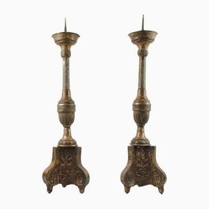 Candeleros barrocos, siglo XVIII. Juego de 2