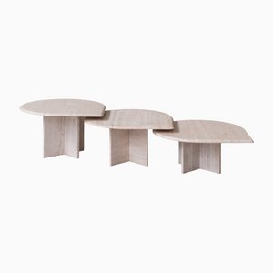 Mid-Century Travertine Nesting Coffee Tables, Set of 3