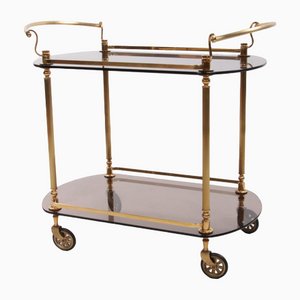 Hollywood Regency French Trolly with Smoked Glass, 1960s