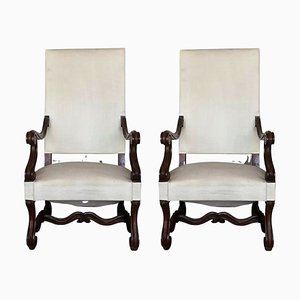 Fauteuils Style Louis XVI en Noyer Sculpté, Espagne, 1900s, Set de 2