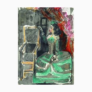 Pablo Picasso, Jacqueline in grünem Kleid von First Edition von Toros y Toreros, 1961, Original Lithographie