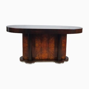 Art Deco Oval Table in Burl Walnut, 1930s