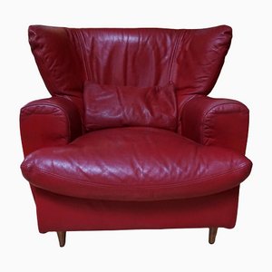 Grand Fauteuil en Cuir Rouge par Calia Italia, 1990s