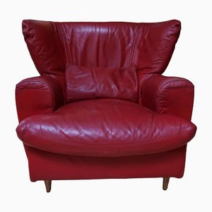 Large Red Leather Armchair by Calia Italia, 1990s