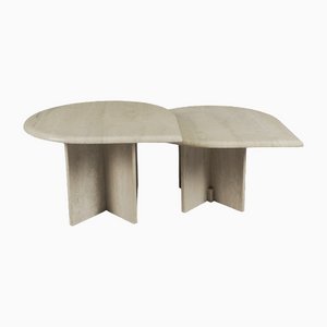 Travertine Drop Shape Coffee Table, Italy, 1960s, Set of 2