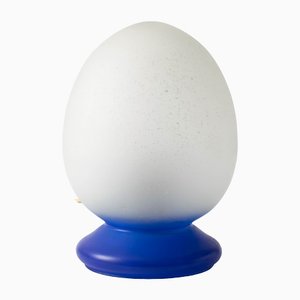Lámpara de mesa Egg de vidrio, años 80