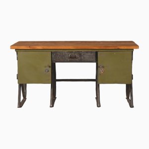 Industrieller Vintage Schreibtisch aus Holz & Metall