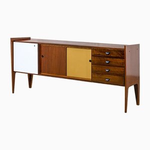 Wood-Framed Sideboard with Drawers, Door and Sliding Doors in the Style of Gio Ponti, 1950s