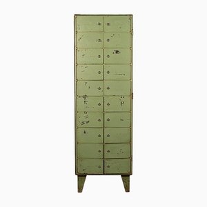 Tall Industrial Steel Cabinet with 20 Lockers, Germany, 1950s