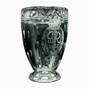 Großer George VI Krönungsflaschenkühler oder Vase aus Glas, England, 1930er