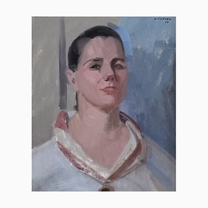 Albert Chavaz, Portrait de Femme, 1977, Öl auf Karton