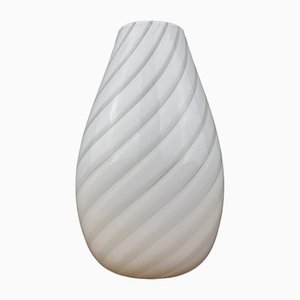White Swirl Murano Glass Vase, Italy, 1980s