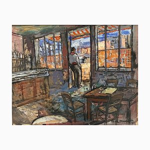 Pierre Manat, Bar Marin, 1932, Gouache & amp; Öl, Gerahmt