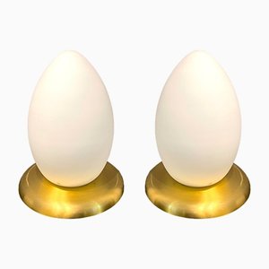 Lámparas de mesa en forma de huevo de cristal de Murano, años 80. Juego de 2