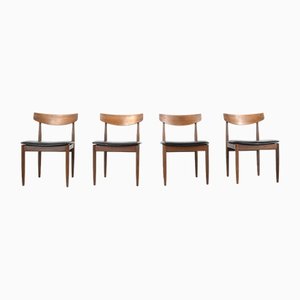 Teak and Aniline Leather Dining Chairs by Ib Kofod Larsen for G-Plan, 1960s, Set of 4