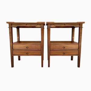 Early 20th Century French Walnut Nightstands, 1940s, Set of 2
