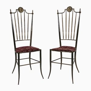Vintage Brass Dining Chairs from Chiavari, Italy, 1950s, Set of 2