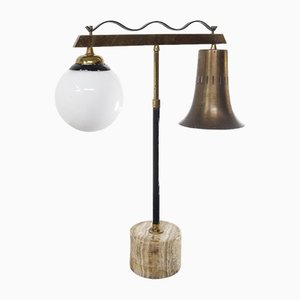 Vintage Italian Brass and Marble Table Lamp, 1950s