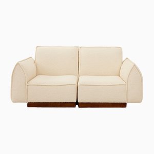 White Couch in style of Michel Mortier, Set of 2