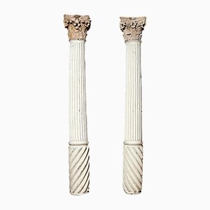 Large Classicist Columns in Wood, Original Condition, France, 1800, Set of 2