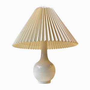 Mid-Century Danish Ceramic White Egg-Shell Glazed Table Lamp by C. Clausen, 1960s