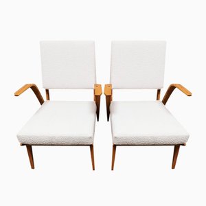 Fauteuils Mid-Century en Laine Bouclée, Set de 2