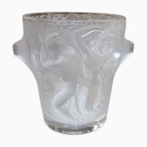 Jarrón francés con esculturas de musa de Lalique de René Lalique