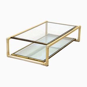 Bamboo Brass and Glass Coffee Table by Alberto Smania for Smania, 1970s