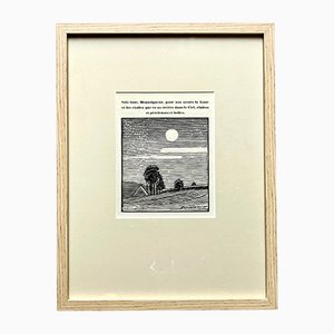 Harvest Series: Nocturne, Woodcut, 1920s-1930s, Framed