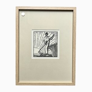 Série Harvest: Reaper, Woodcut, 1920s-1930s, Encadré