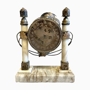Late 19th Century Marble Clock with Silver Plating