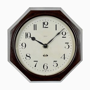 Horloge Murale Industrielle en Bakélite Marron de Smith Electric, 1950s