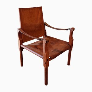 Vintage Safari Stuhl aus cognacfarbenem Leder