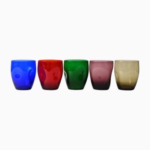 Vasos vintage multicolor de Boussu, años 60. Juego de 5