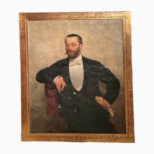 Portrait de Gentleman, 1800s, Huile sur Toile, Encadrée