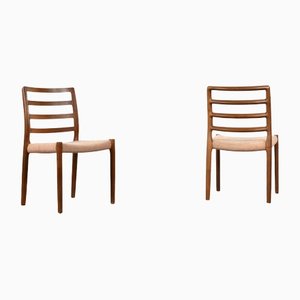 Danish 85 Dining Chairs in Teak and Wool by Niels Otto Møller, 1960s, Set of 2