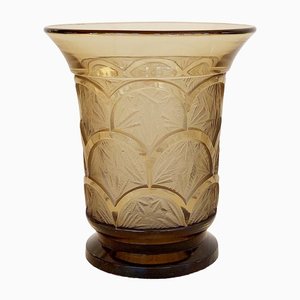 Art Deco Vase aus Rauchglas von Verlys, Frankreich, 1970er