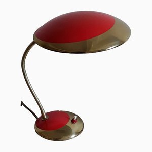 Lámpara de escritorio Mid-Century roja, años 60