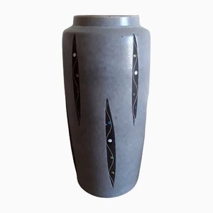 Vaso Mid-Century in ceramica smaltata grigia, anni '50