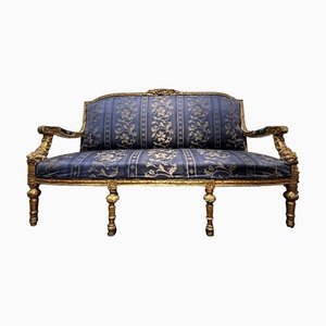 Antique Louis XVI Style French Sofa in Damask