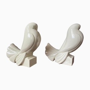 Keramik Tauben von Jacques Adnet, 1920er, 2er Set