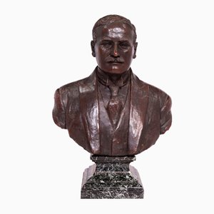 French Artist, Bust of Man, 1920s, Bronze