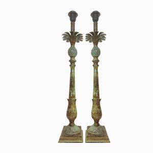 Vintage Palm Tree Table Lamps in Painted Metal, 1970s, Set of 2