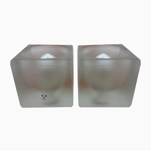 Lampes de Bureau Cube en Verre de Peill & Putzler, 1970s, Set de 2