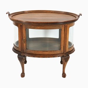 Chippendale Oak Tea Cabinet with Tray