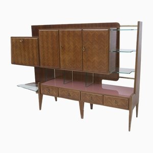 Sideboard in Wood and Glass by Paolo Buffa for Fontana Arte, 1950s