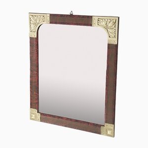 Specchio da parete antico in legno rosso