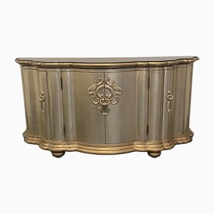 Consola de mármol plateado y negro de Lam Lee Group, años 90