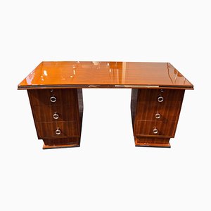 Scrivania Art Deco in palissandro, impiallacciatura e nichel, Francia, anni '30