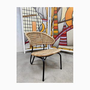 Fauteuil Mid-Century en Rotin par Dirk Van Slighted, Pays-Bas, 1960s